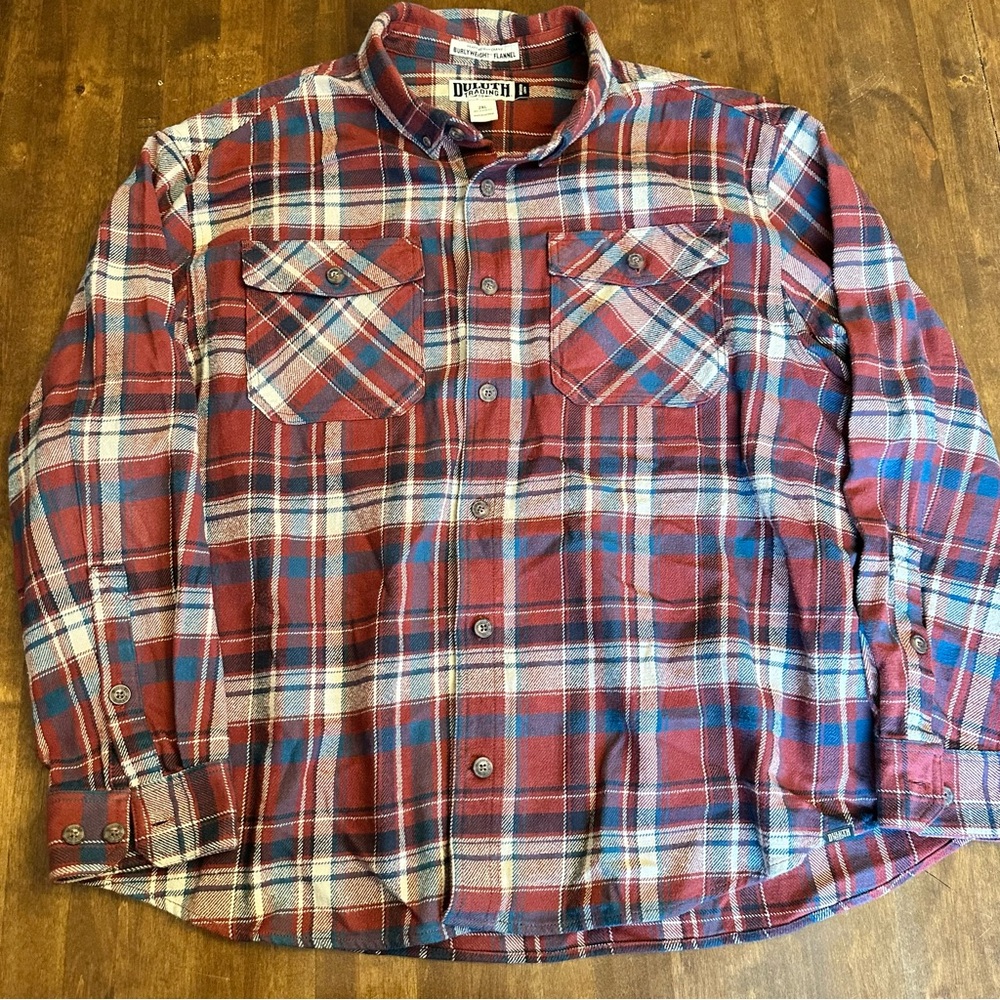 Duluth‎ Trading Burlyweight Flannel Shirt Men's Relaxed Fit 2XL Heavy Material